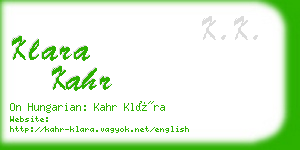 klara kahr business card